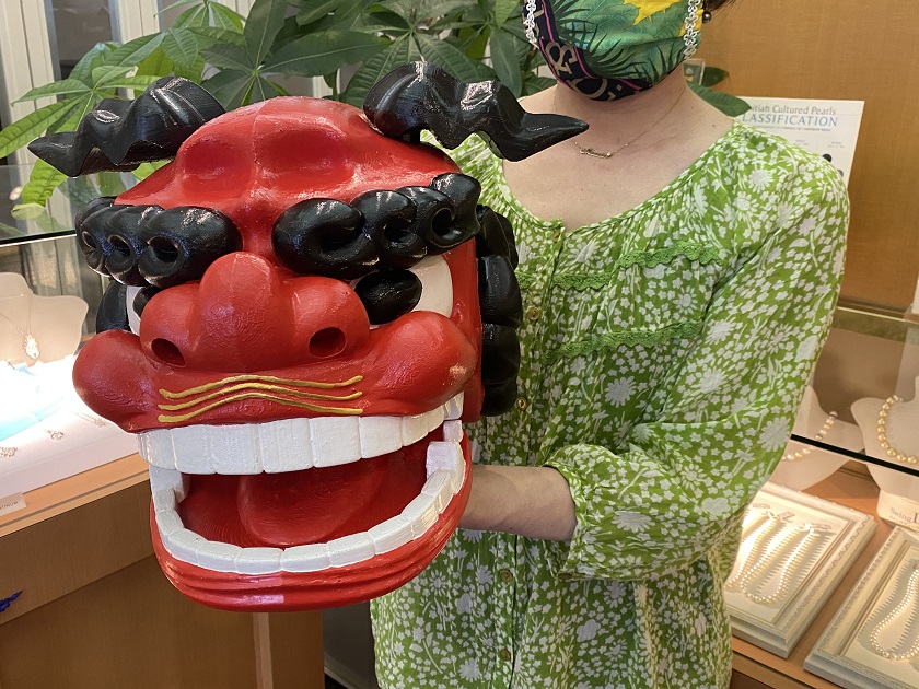 獅子頭（雄；おす）7.6寸／白塗り | 讃岐の獅子舞/獅子頭